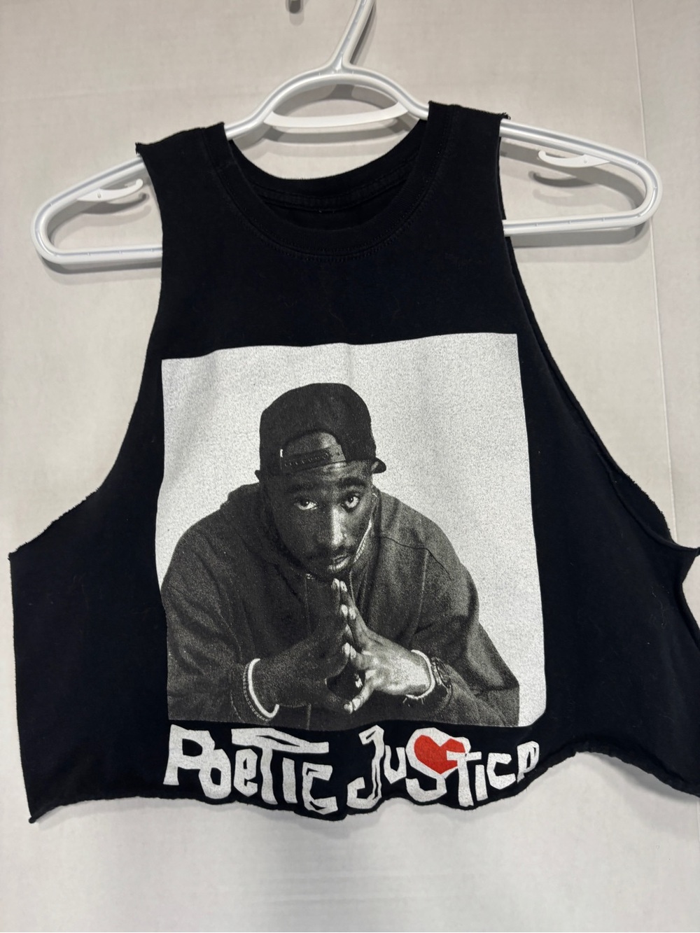 Poetic Justice Women’s Black Tupac Graphic Cropped Muscle Shirt Tank Top